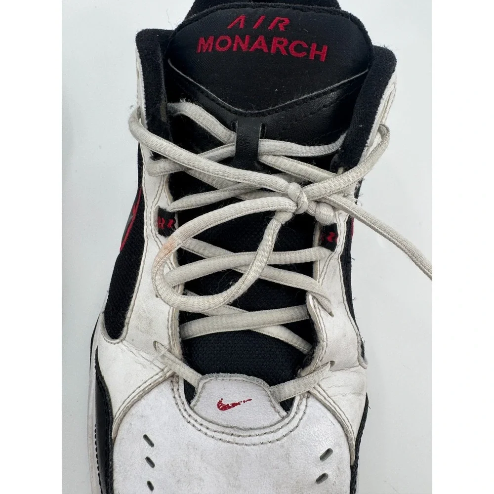 Nike Air Monarch IV 415445-101 Mens Sneakers 12 White Black Swoosh Workout Shoes